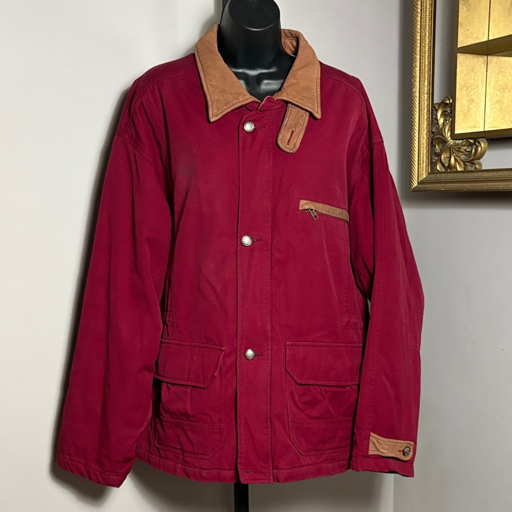 Free Country Large Burgundy Barn Chore Coat Jacket Flannel Lining